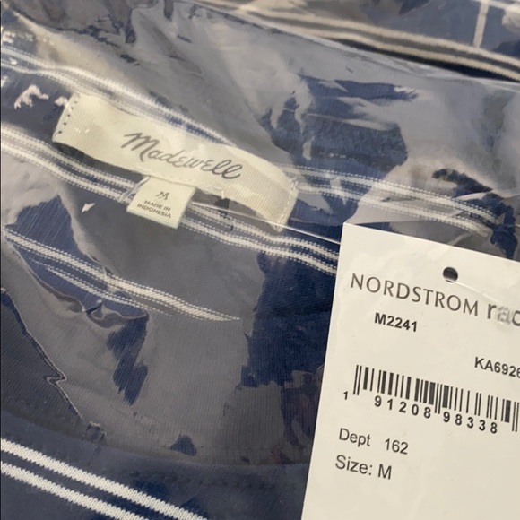 Madewell Dress Striped Crewneck Blue T-Shirt NWT - Picture 12 of 13